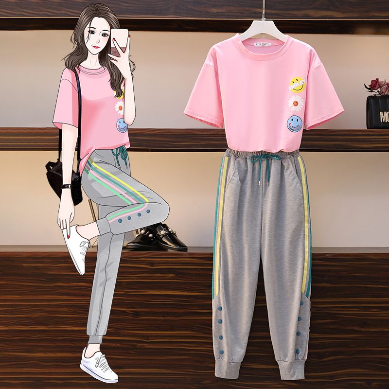 European Station 2025 Summer New Fashion Sports Set Women's Korean Style Casual Two-Piece Set