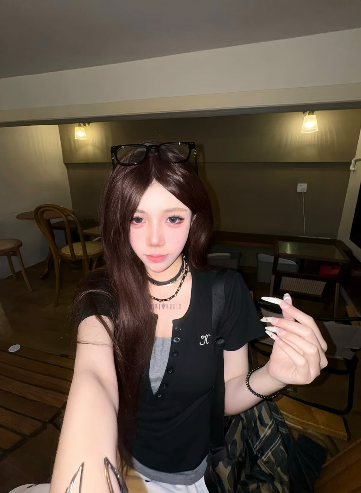純棉 韓國chic夏季新款辣妹韓系假兩件短袖T恤女小眾別致短款上衣