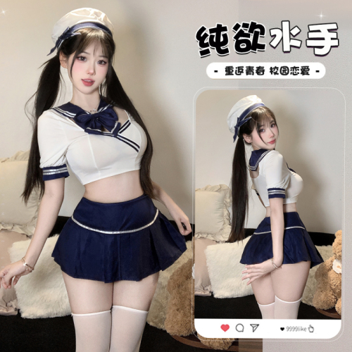 Real shot of sexy sexy underwear seductive stewardess sailor clothing flirting hot passion free uniform suit