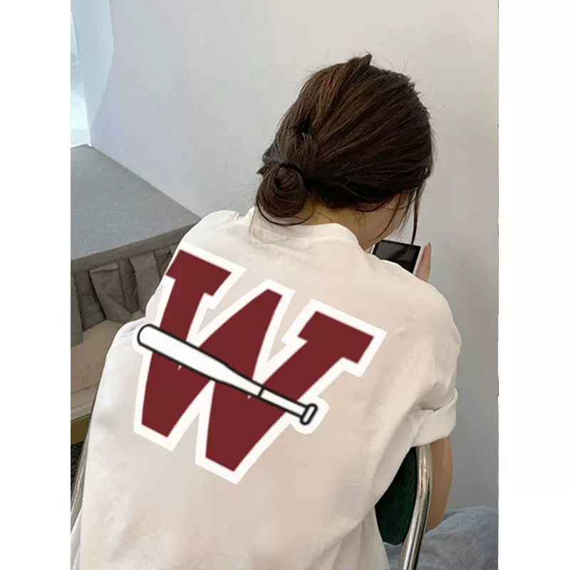 American retro ins short-sleeved T-shirt for women's trendy brand design niche casual bottoming shirt couple