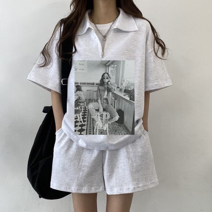 短袖新款夏季大碼夏兩件套小個子韓國休閒運動套裝女