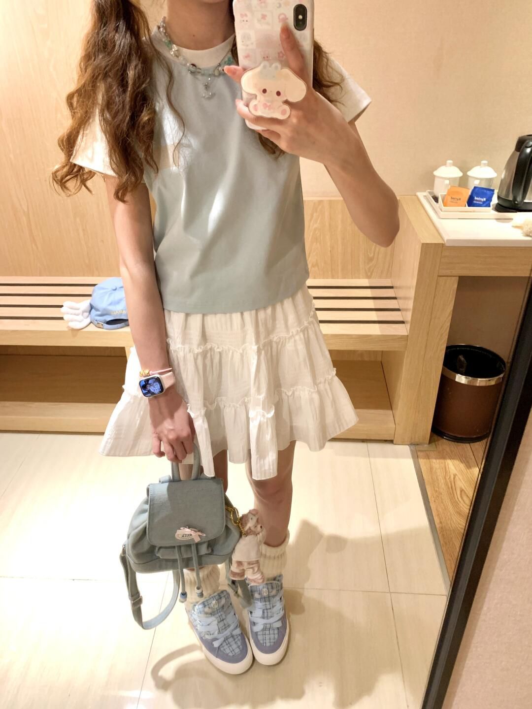 甜美白色蛋糕裙女夏季2025新款高腰a字半身裙小個子蓬蓬裙短裙子