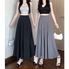 Original Craft Pleated Skirt Set for Women - Summer Thin Version 2025 New Arrival High-Waist Drape Casual Nine-Degree Ice Silk Wide Leg Pants