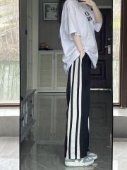Real shot of spring Korean version of straight-leg pants sports casual pants loose wide-leg pants ins