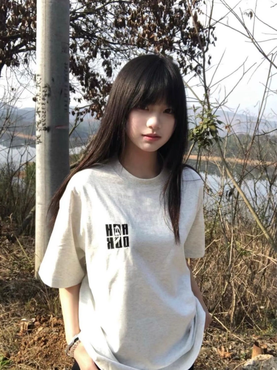 韓國chic純棉後包領2025夏季新款韓版美式刺繡寬鬆短袖T恤女潮