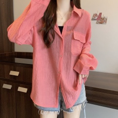 Real photo of women's thin cotton sunscreen clothes for women in summer new Korean sunscreen cardigan versatile shirt jacket breathable top