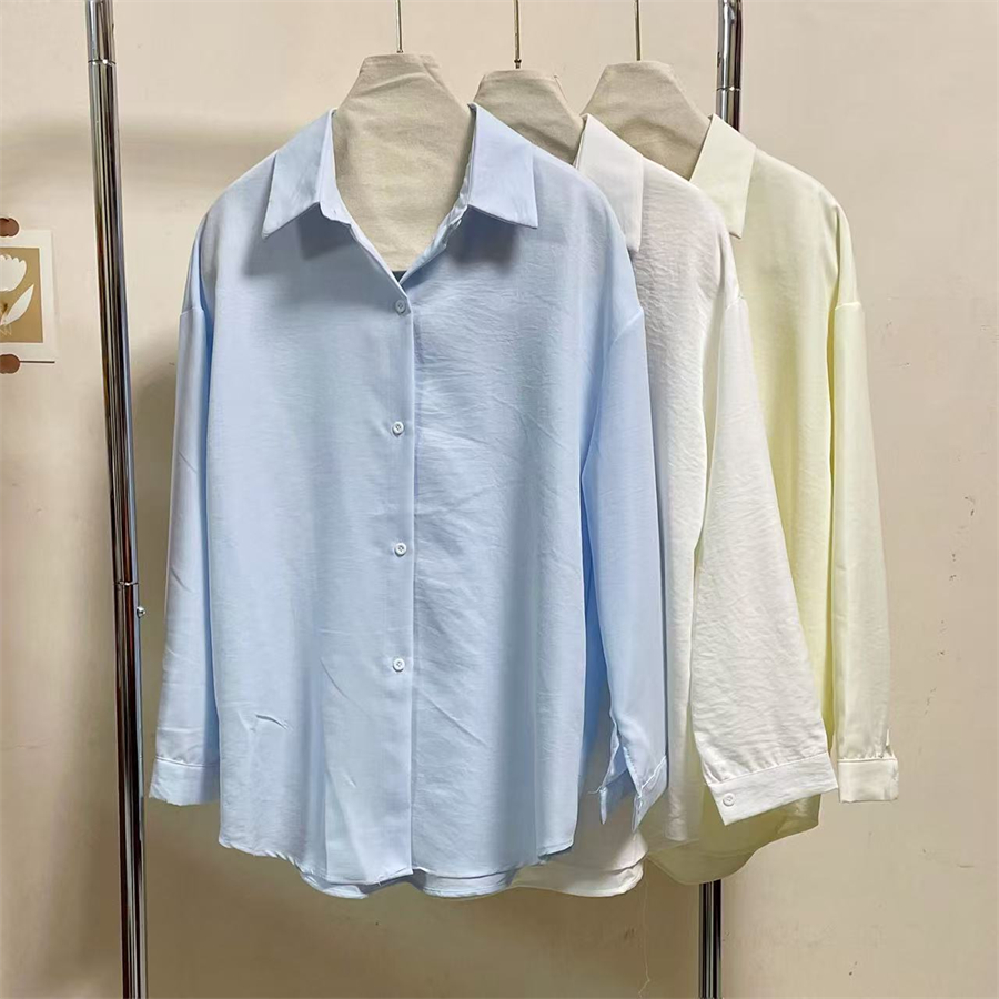 Real photo blue shirt top for women 2025 spring and autumn new thin design niche casual loose shirt jacket