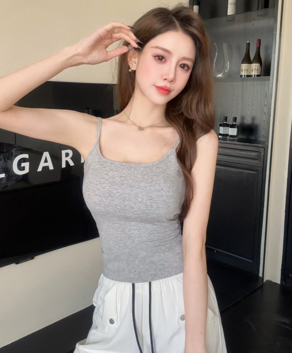 ~New French chic large U-shaped beautiful back small suspender vest for women in summer strapless chest pads