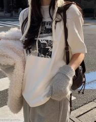 韓系可甜可咸慵懶風寬鬆設計感百搭上衣