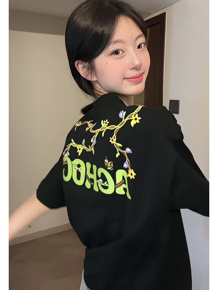 原版做工  刺繡 19支220克純棉 螺紋領+包邊拉肩