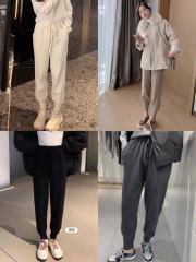 Knitted wide-leg pants for women in autumn and winter high waist draped cashmere grandma pants straight loose drawstring casual floor mopping trousers