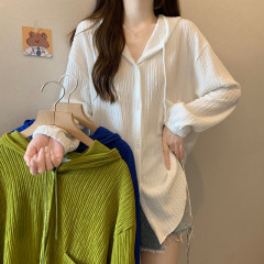 Real photo of hooded thin sunscreen clothes for women, women's summer and spring 2025 new loose versatile cardigan top
