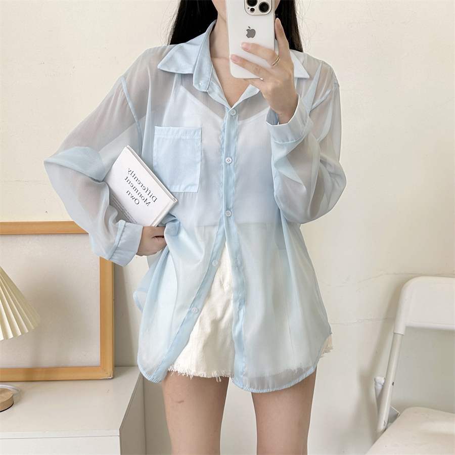 Real photo of sunscreen shirt for women shawls 2025 summer new loose sunscreen cardigan top thin jacket