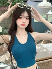 Solid color Hong Kong style hot girl backless suspender vest for women in summer wear beautiful strap chest pads to make her look slim and sleeveless