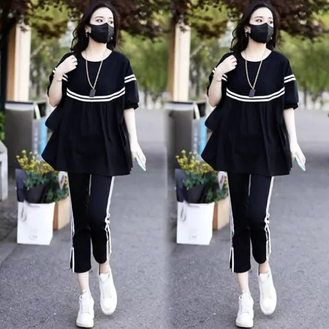 Official photo Casual suit for women 2025 summer new Korean loose fashionable sportswear two-piece set for women