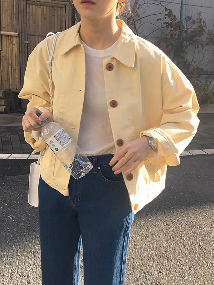 High-end temperament solid color short jacket for women with small people simple casual and versatile jacket work tops new spring and autumn style