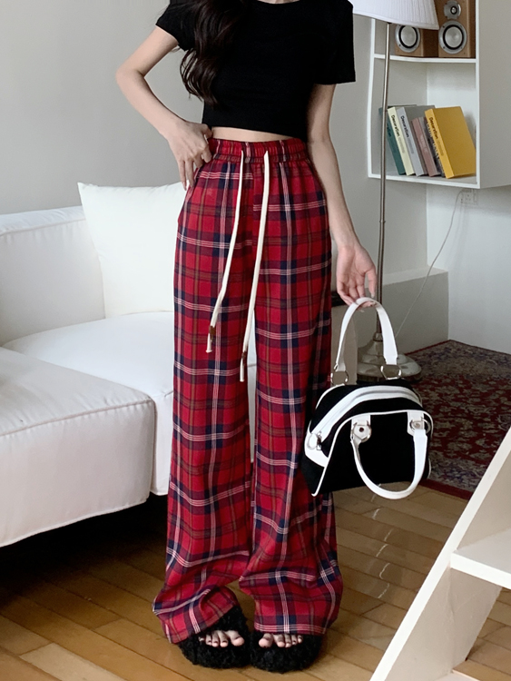 Real shot of retro wide-leg casual pants American floor pants