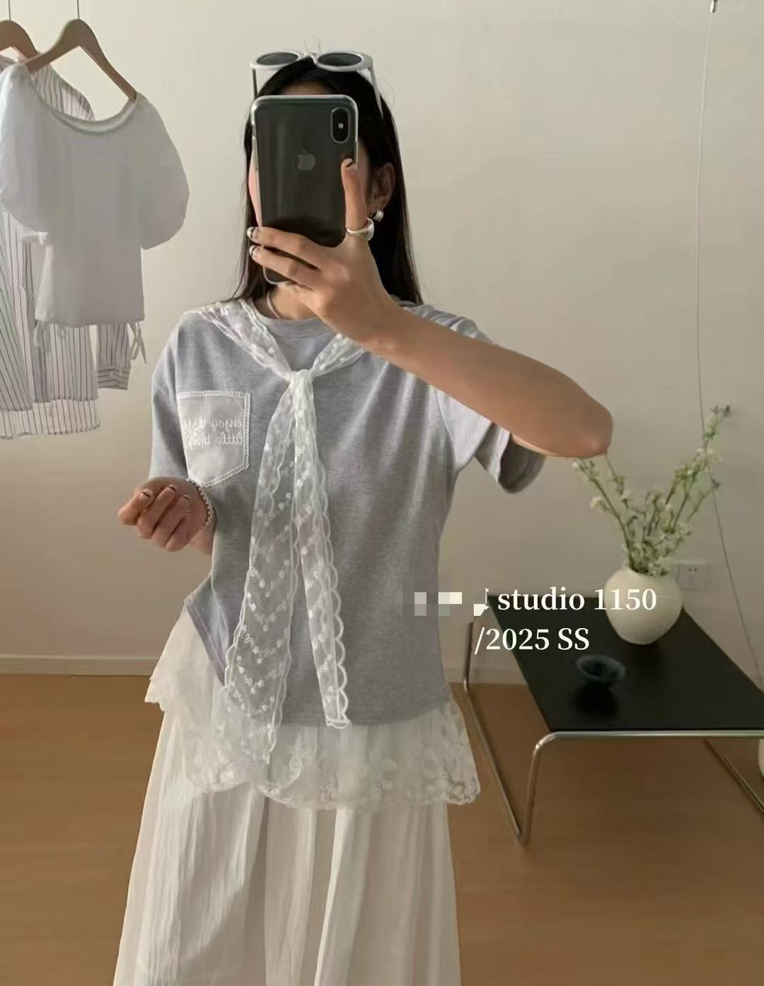 2025 spring new Korean style fashionable design niche slim loose cotton short-sleeved T-shirt top for women