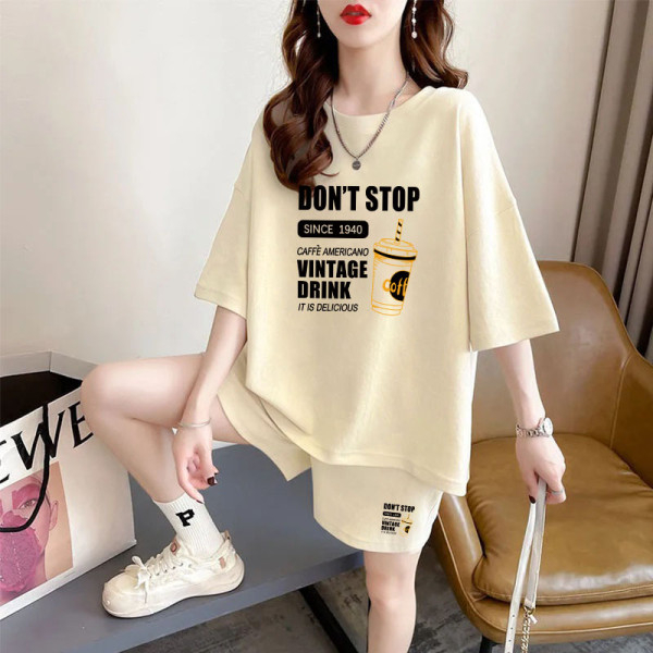 2025 summer new style set of loose Korean shorts T-shirt two-piece set versatile casual sports trend suit for women