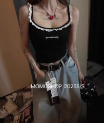 十三行春季新款花邊吊帶背心設計感辣妹無袖針織打底內搭上衣服