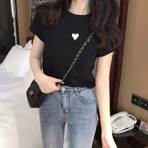 Short-sleeved T-shirt for women loose Korean style ins trendy spring and summer new mid-length half-sleeved top ins trendy