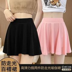 Ice silk pleated skirt skirt summer new mm thin high waist large size slim small black short skirt