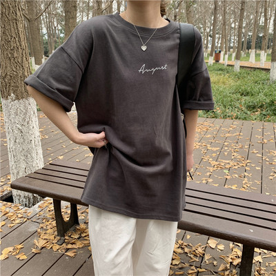Short-sleeved T-shirt for women loose Korean version ins trendy 2025 spring and summer new mid-length half-sleeved top ins trendy