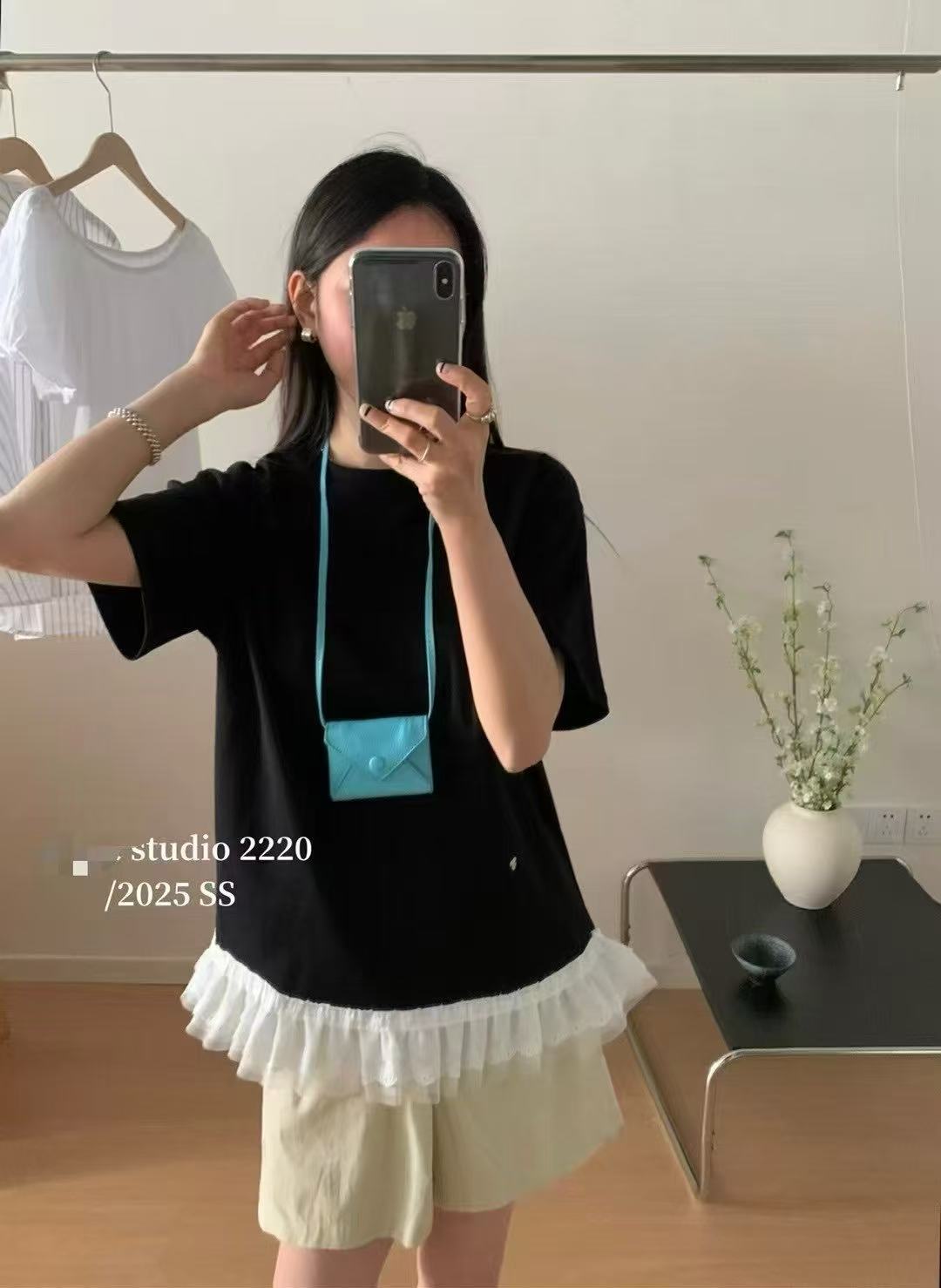 New fashion trendy lace edge fashionable loose simple versatile short-sleeved T-shirt