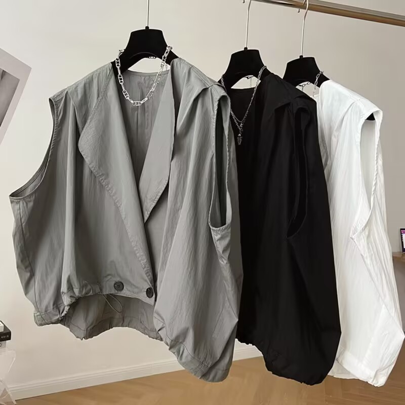 Fat MM extra-large size 300 pounds summer casual trench-style vest women 240 tortoiseshell loose sleeveless outerwear thin model