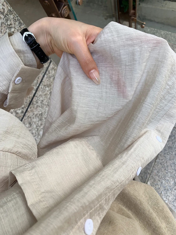 Mint Mambo style sunscreen blouse long-sleeved shirt for women 2025 summer thin lazy shirt jacket casual top