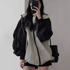 Color-blocking thin jacket for women 2025 spring and summer new retro outdoor loose thin breathable sunscreen clothes for women