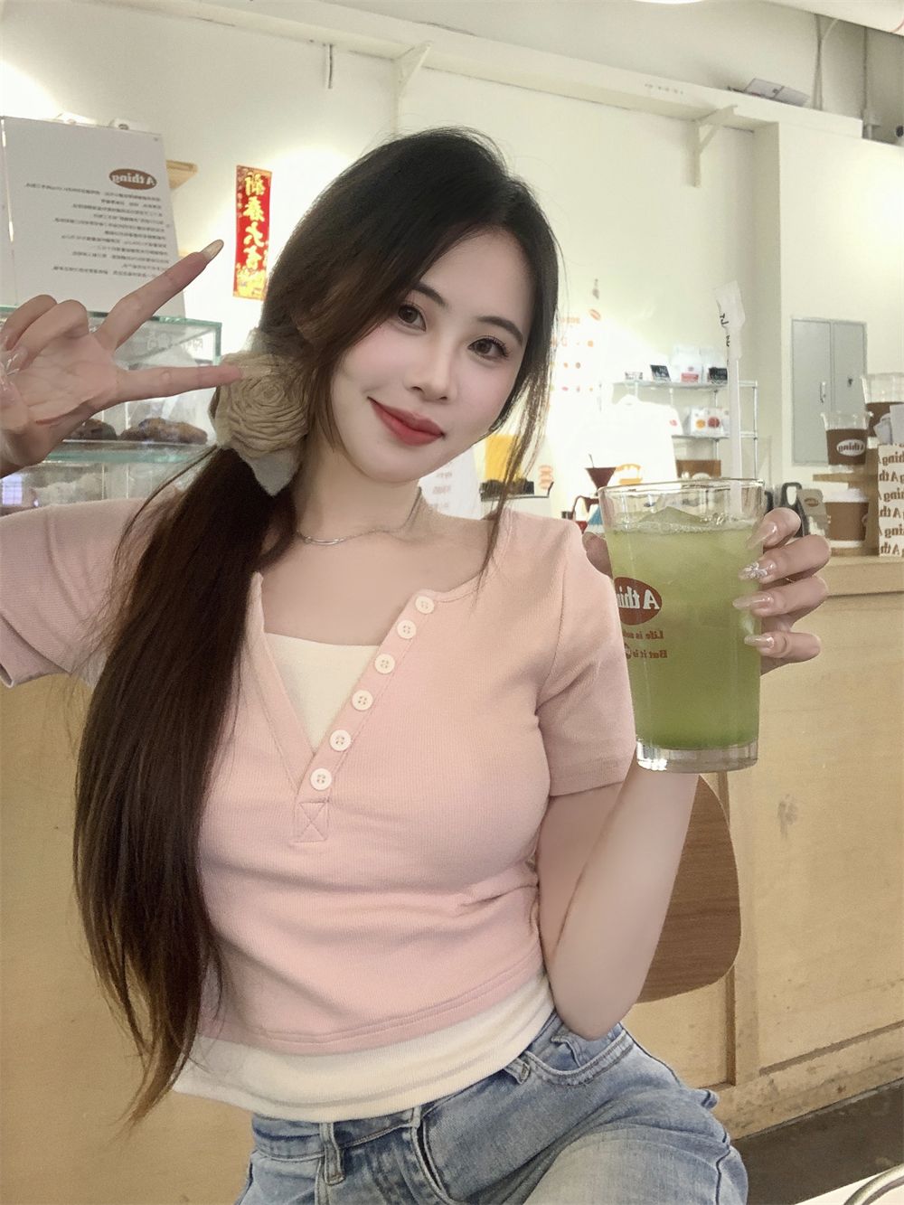 Real shot 40 pure cotton 210g 92 cotton/8 spandex short-sleeved T-shirt for women two fake pieces