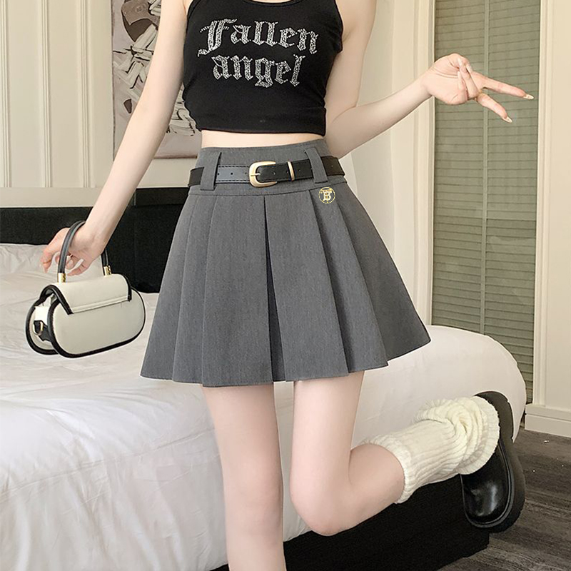 美式辣妹防走光半身裙女夏季新款復古時尚高腰顯瘦百褶裙短裙子潮