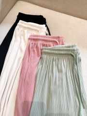 實拍  闊腿褲女夏季薄款垂感寬鬆休閒冰絲直筒褲