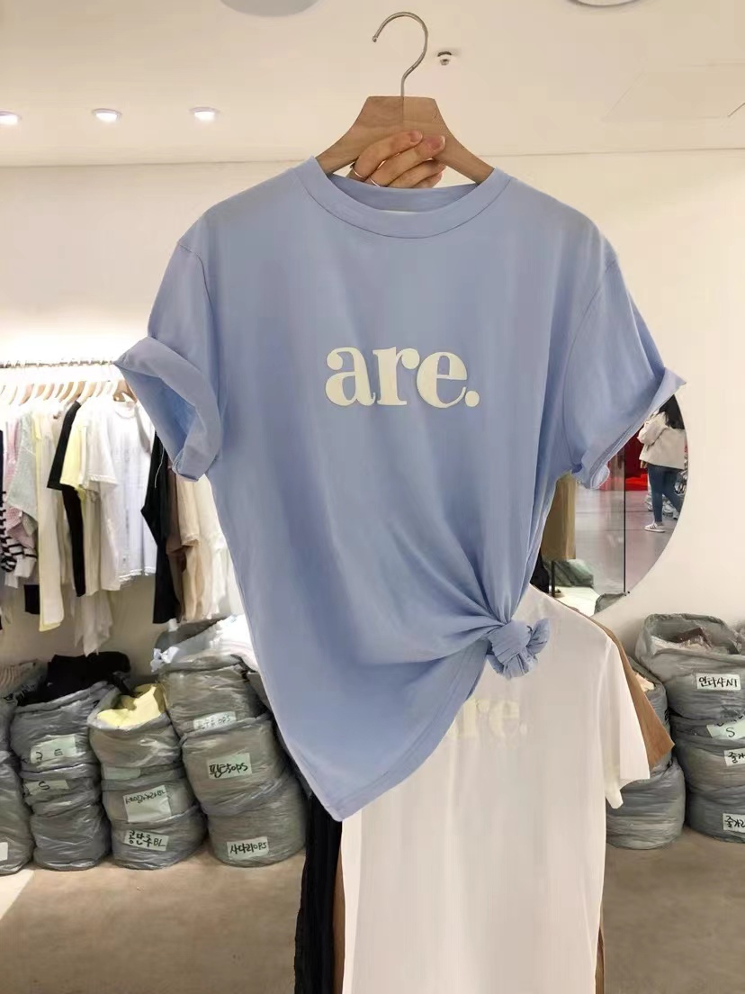 South Korea Dongdaemun 2025 summer new simple letters fashionable casual loose versatile top short-sleeved T-shirt for women
