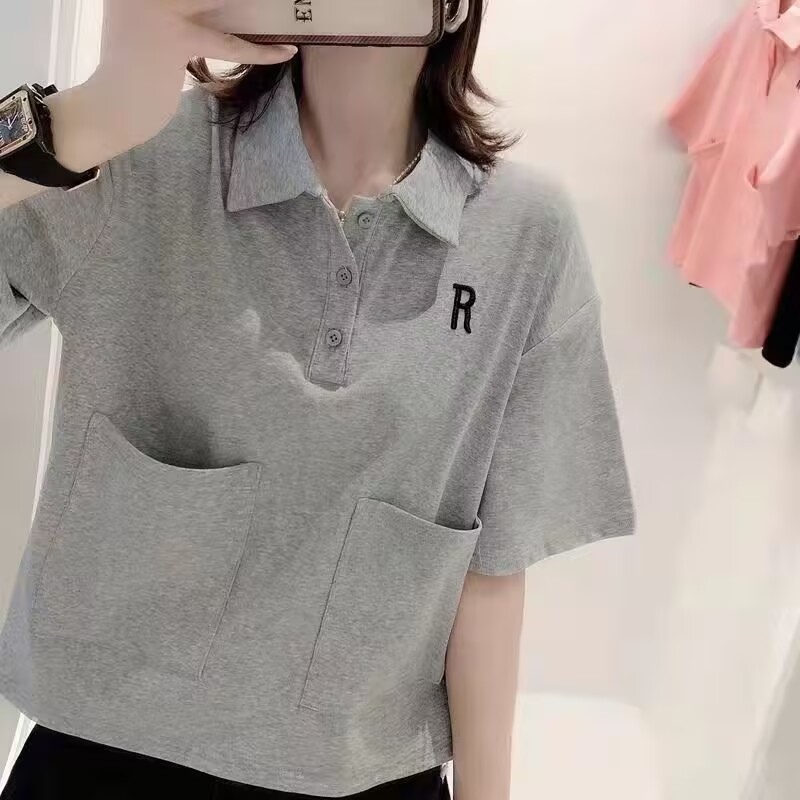 短袖t恤女寬鬆短款2025新款Polo領夏季百搭氣質洋氣減齡女裝