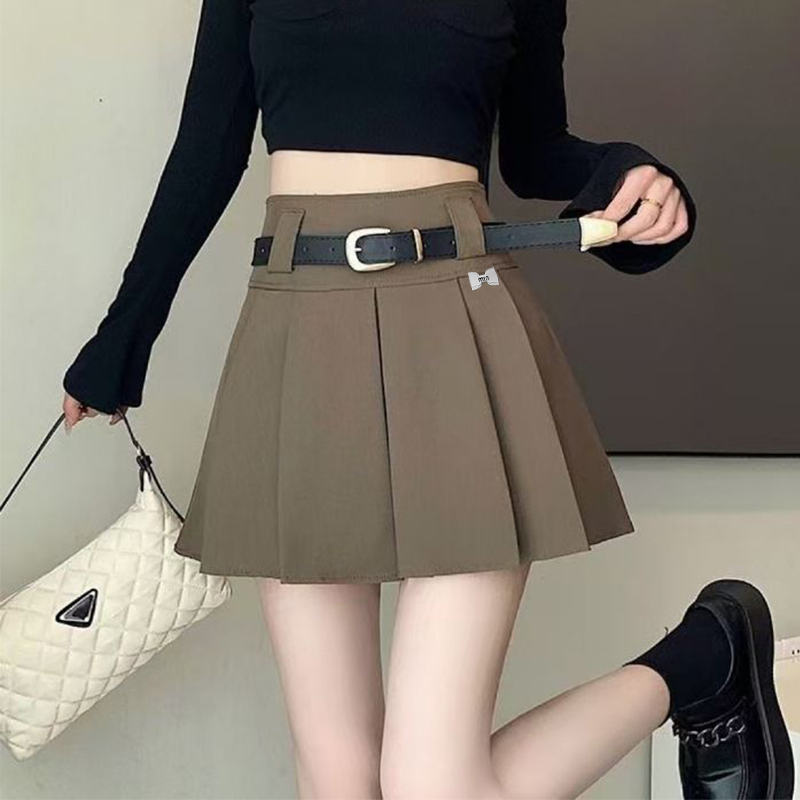 夏季學院風時尚高腰百褶半身裙子女小個子修身顯瘦遮胯百搭A字裙
