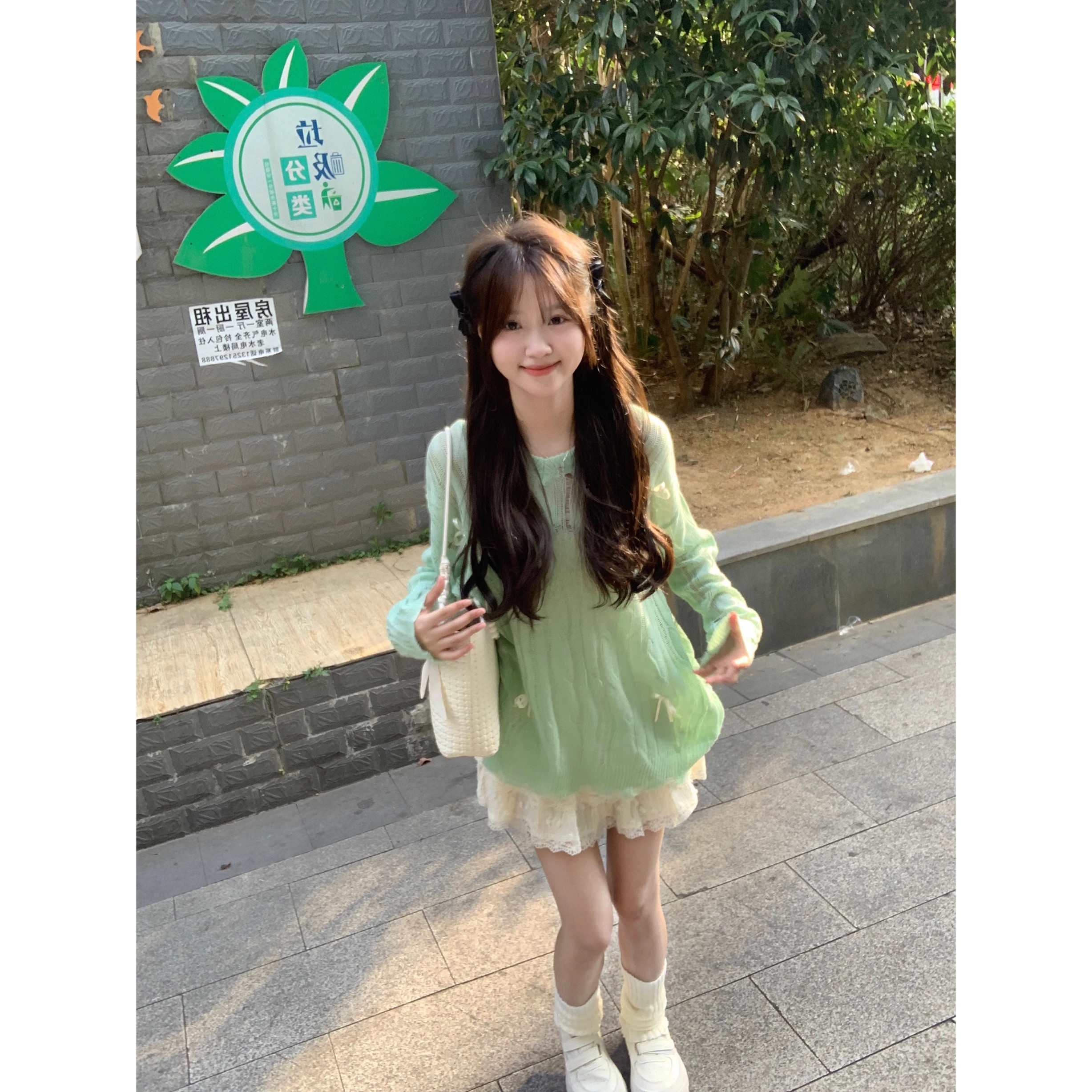 懶風鏤空針織衫女春季設計感落肩上衣溫柔別致寬鬆休閒長袖ins