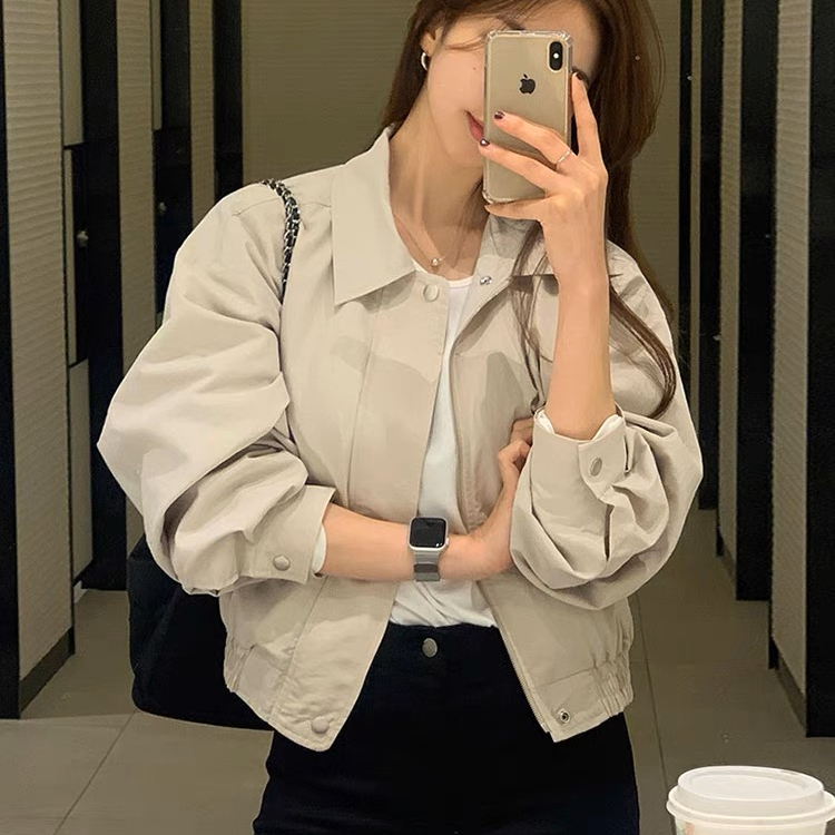 2025 solid color short jacket for women, simple casual and versatile jacket work tops for spring and autumn new style