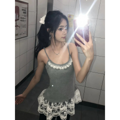 純欲蕾絲拼接吊帶背心女春秋內搭設計感美背無袖辣妹性感打底上衣