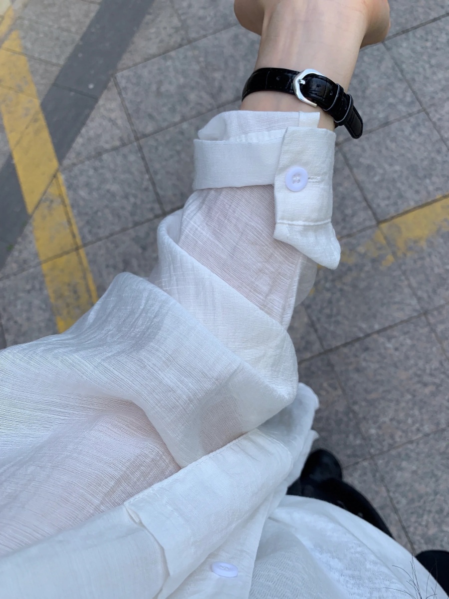Korean white thin sunscreen long-sleeved shirt for women's summer new loose lazy style shirt casual jacket top