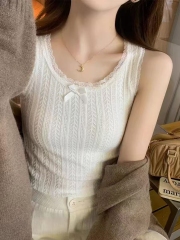 Solid color style inner strap vest women's new slim fit small short hot girl