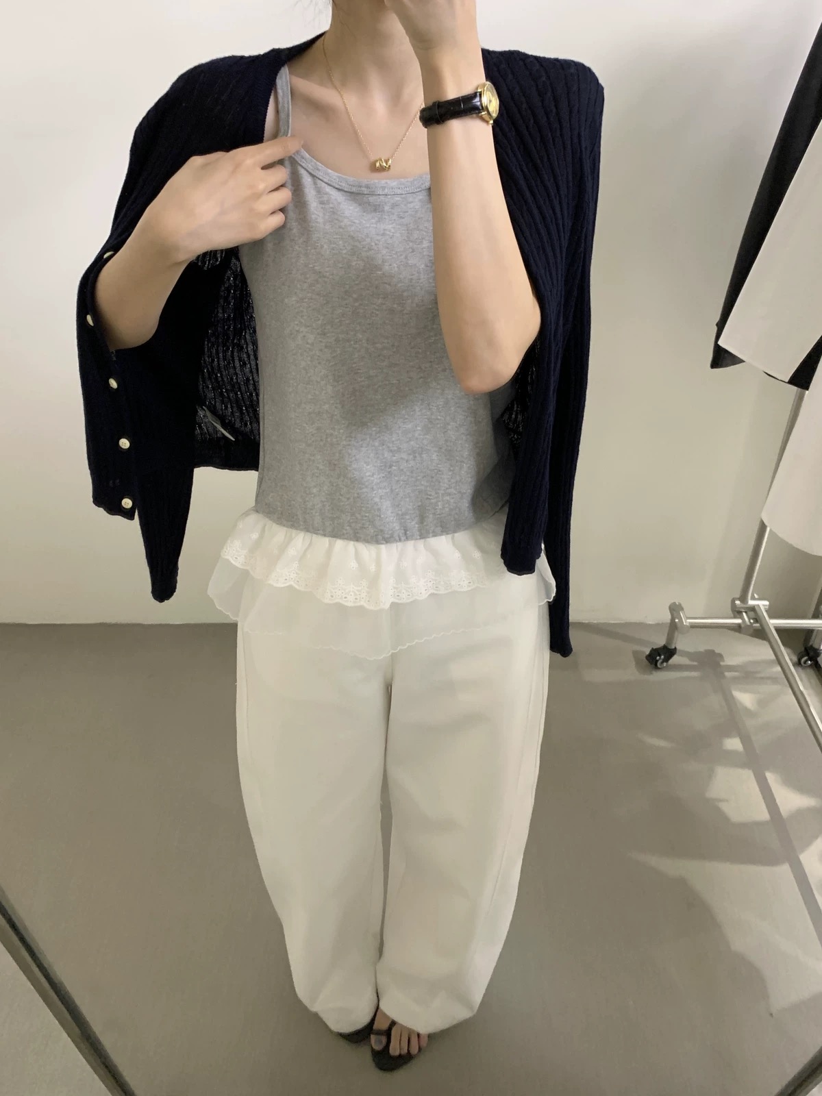 2025韓系蕾絲寬鬆下擺吊帶內搭背心