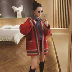 Early Autumn Women's Knit Cardigan, Short-Sleeve Open-Front Light Outerwear, Loose and Thick Sweater for Outerwear