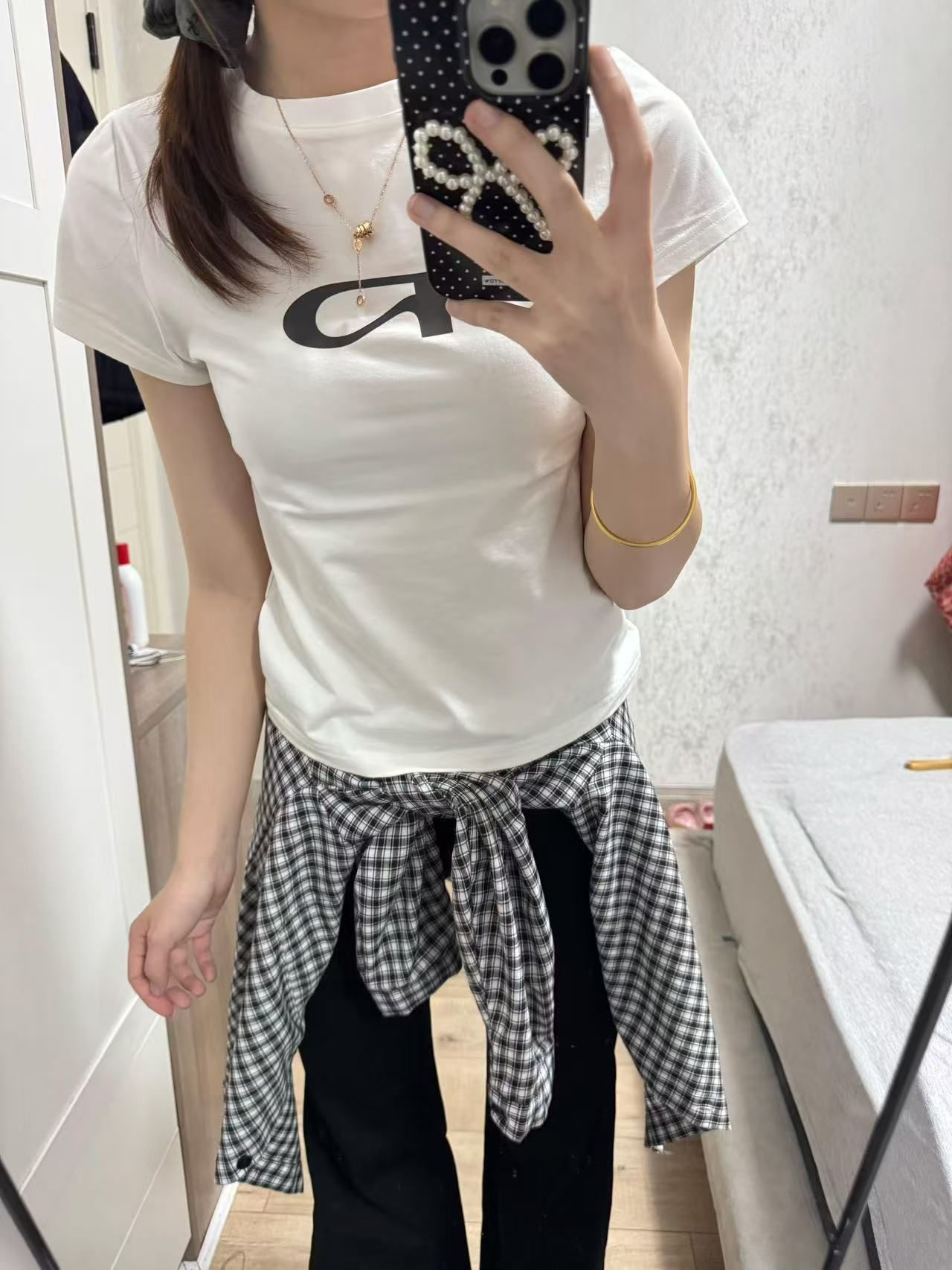 純棉 韓國chic夏季新款韓版修身顯瘦字母印花短袖t恤女百搭上衣潮