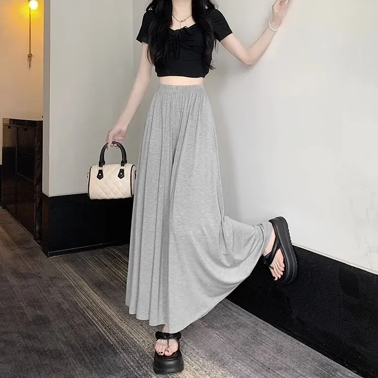 New draped wide-leg pants, skirt pants, summer thin high-waist loose slim and fluttering pants, small casual pants for women