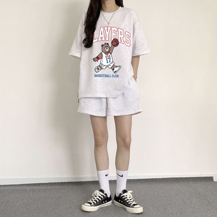 休閒2025年新款校園風夏減齡短袖短褲時尚鹽系兩件套小個套裝女