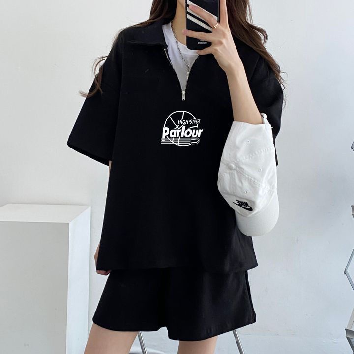 夏季2025新款休閒跑步網紅運動服套裝女寬鬆夏裝搭配一整套