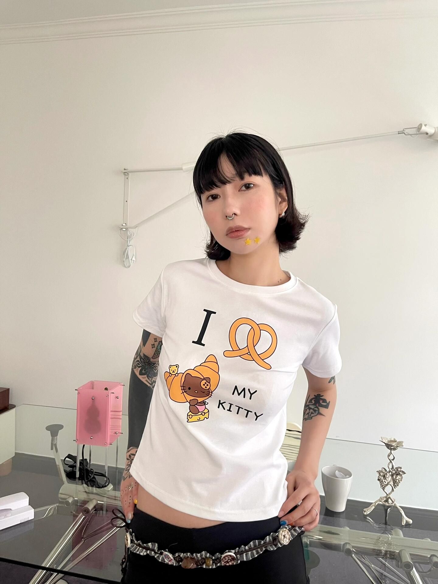 純棉 韓國chic夏季新款韓版修身顯瘦字母印花短袖t恤女百搭上衣潮