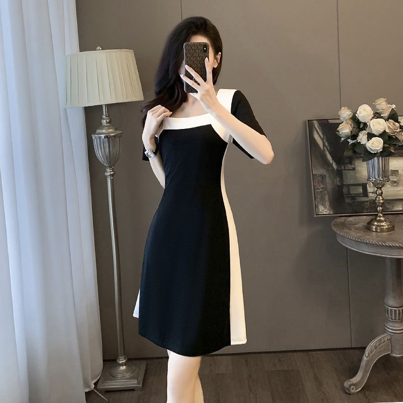 大碼法式設計感小眾溫柔風連衣裙女夏季新款胖mm高腰遮肉顯瘦裙子